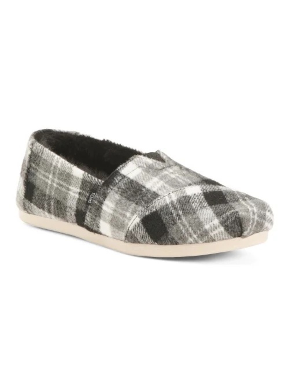 Toms black plaid leather wrap alpargata W9, brand new in the box